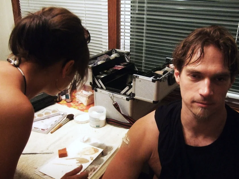 Actor Joseph Janswig & makeup artist Sara Zmudzinski.