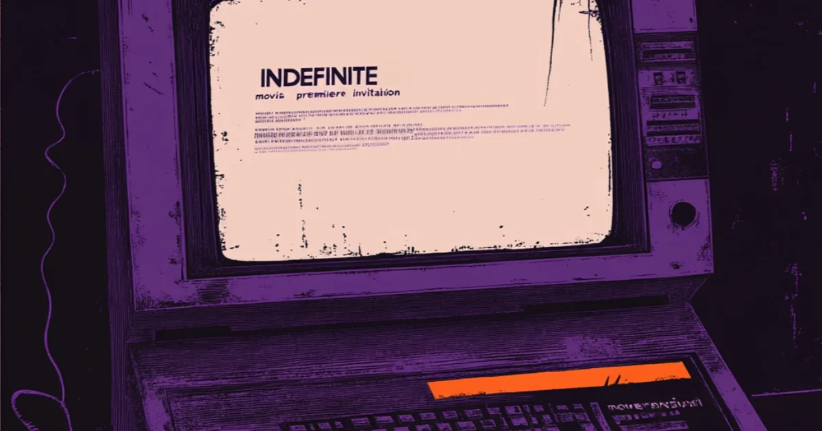 Movie premiere invitation computer screen.