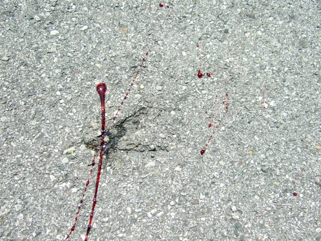 Fake blood splatter test.