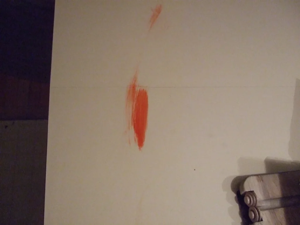 Fake blood on countertop.