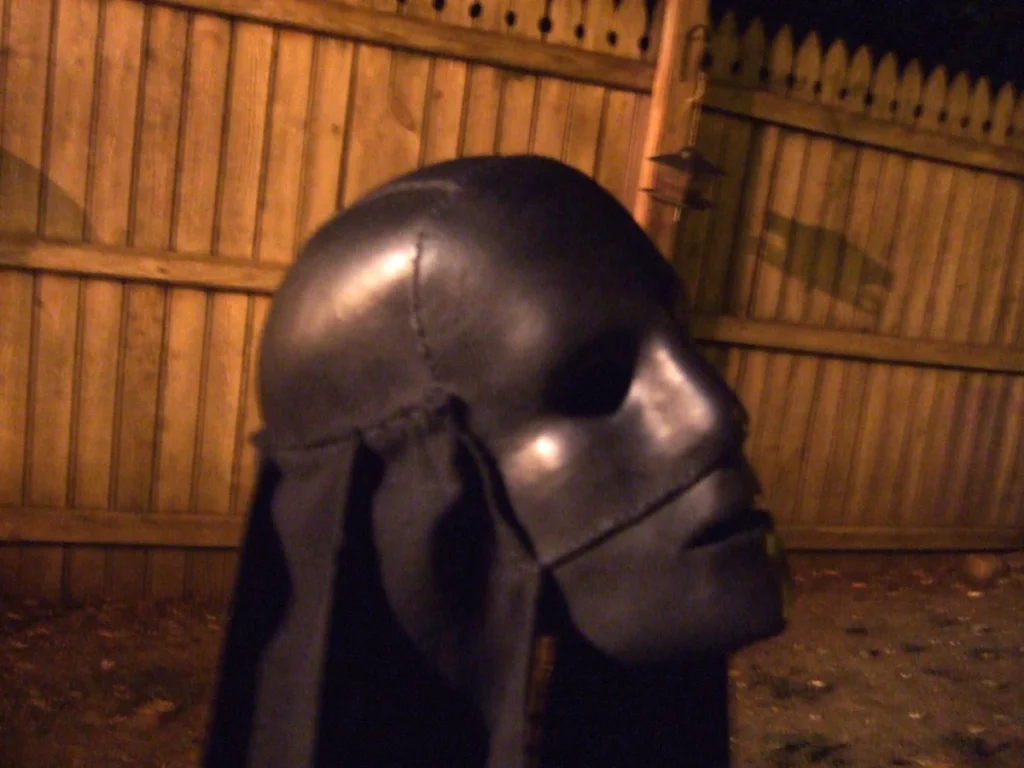 The helmet for “The Man in the Mask”.