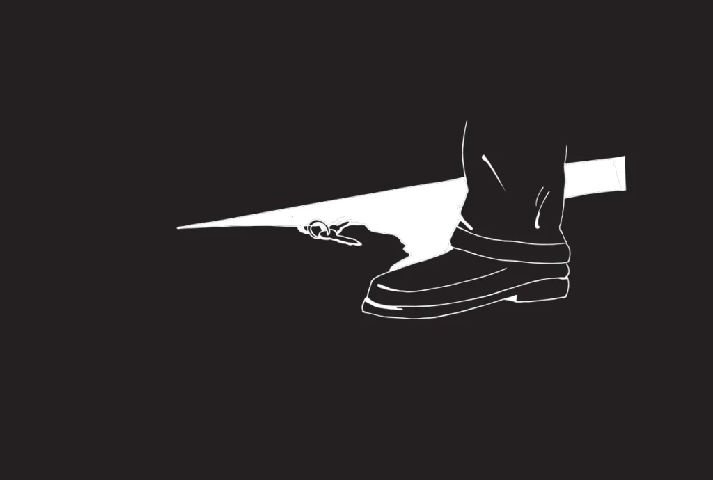 Otto's foot & car keys. (version 1 sketch) (Drawn by Christopher Kuiper)