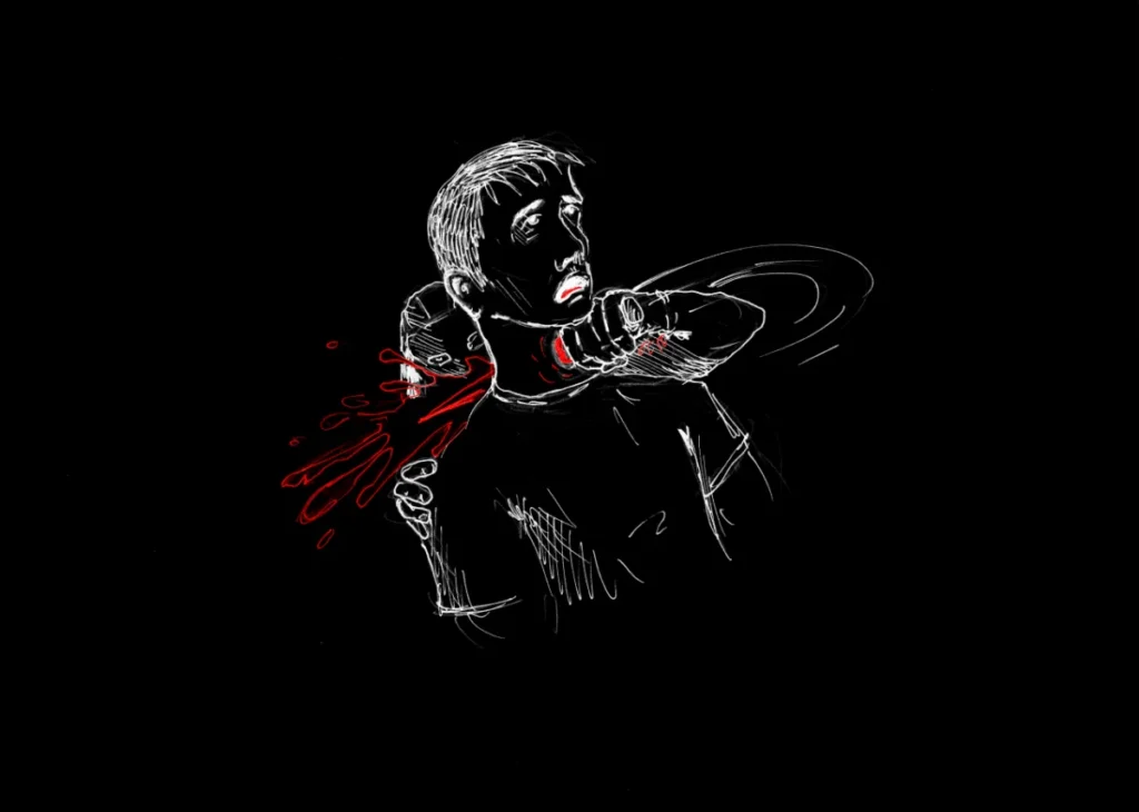 Throat stab. (Drawn by Christopher Kuiper)