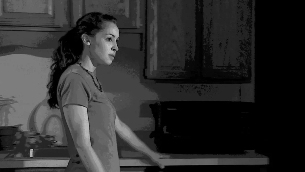 Amber. Kitchen. (Actor Emily Heitzer.)