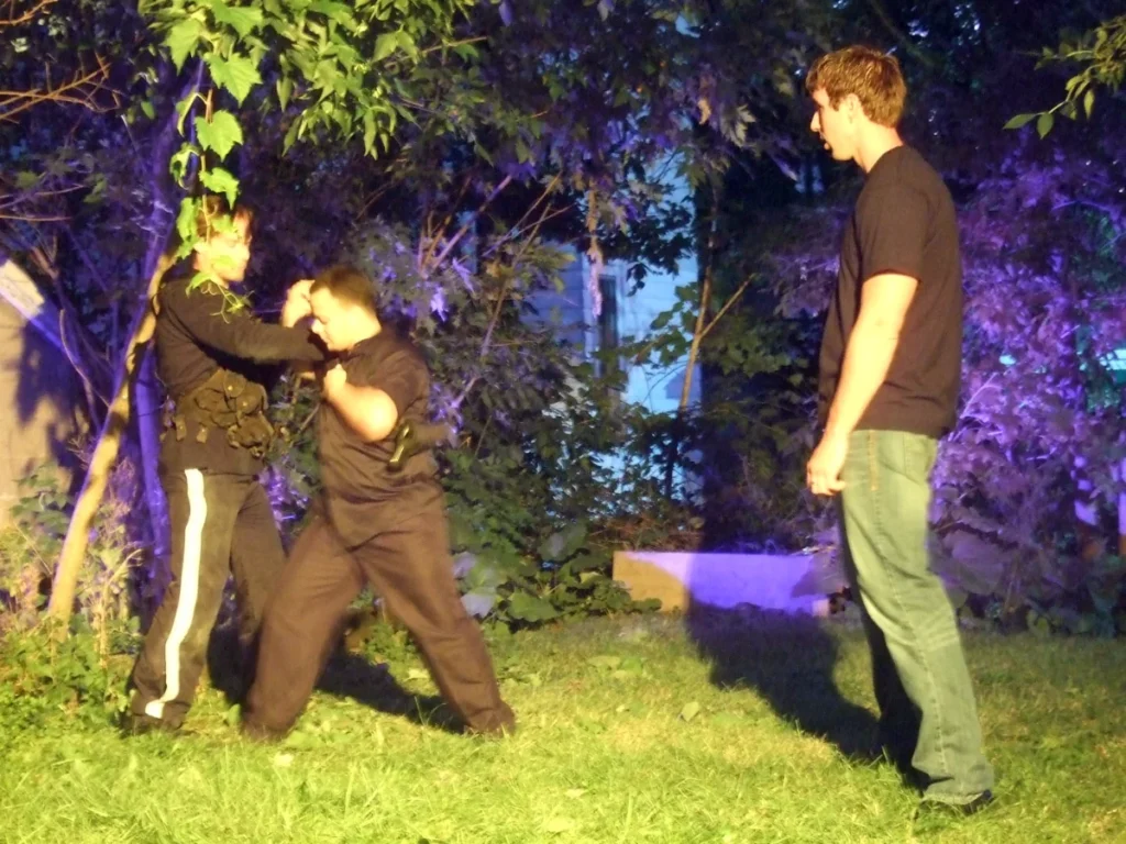 Behind the scenes. Fight choreography practice.