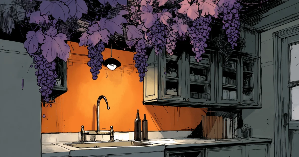 Grape vines. Kitchen. (digital art)