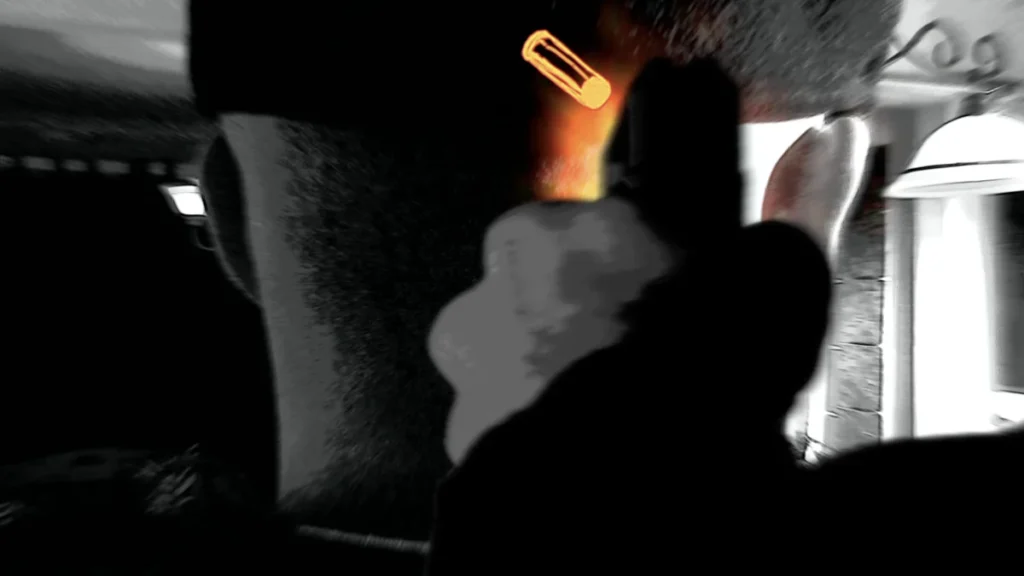 Final kitchen gun shot composite from the back. (Actor Nick Caminata.)