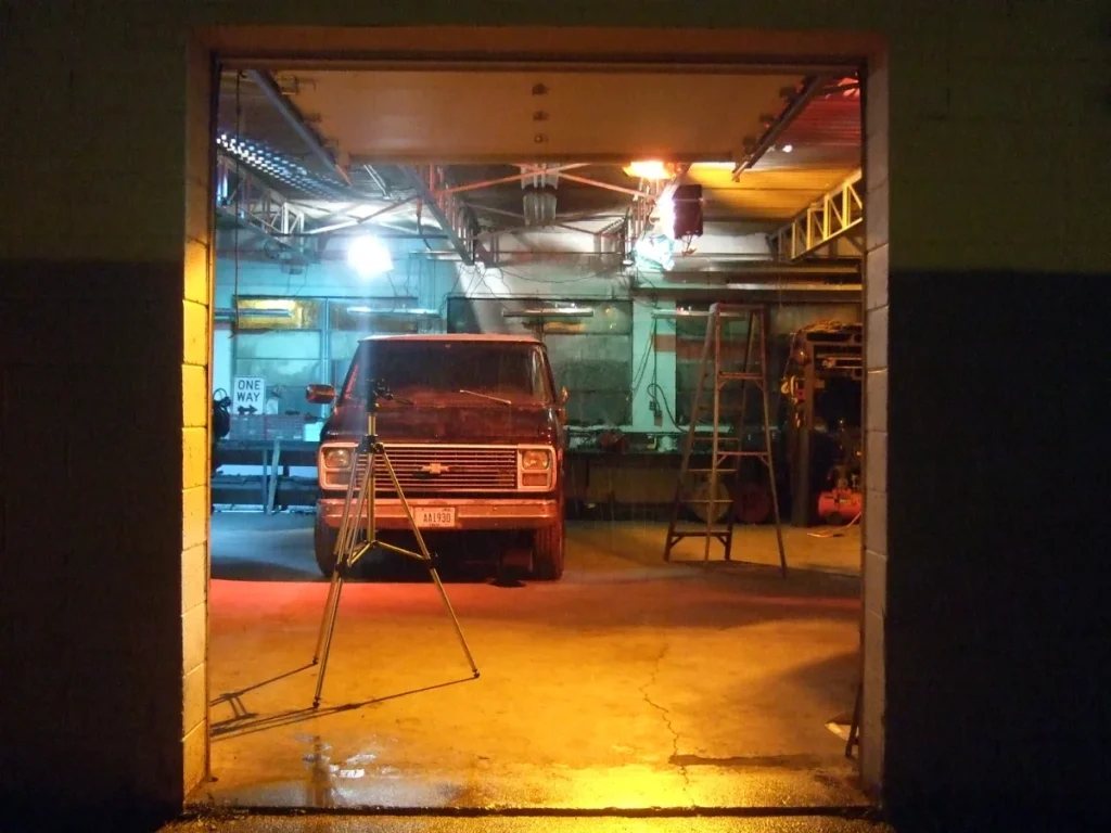 Behind the scenes. Office garage.